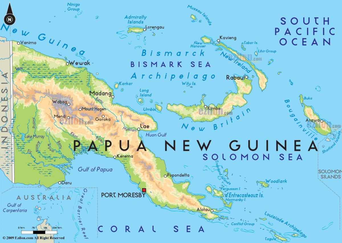 χάρτης της port moresby, παπούα νέα γουινέα