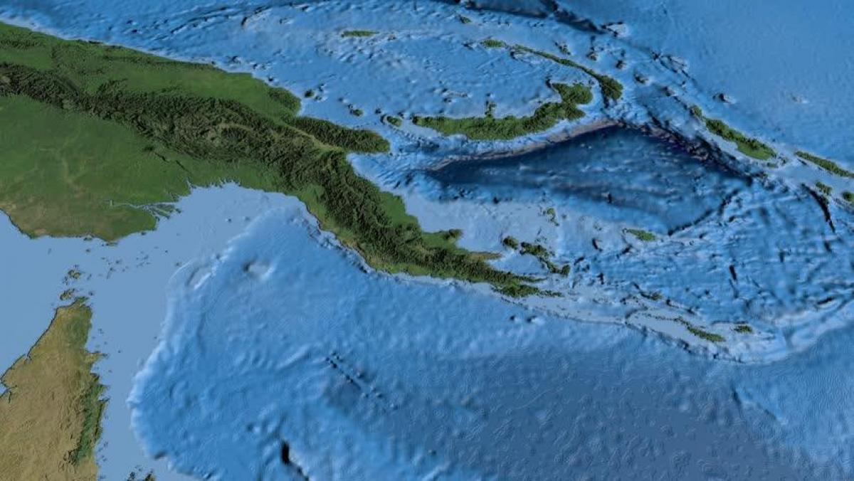 χάρτης δορυφορικός χάρτης της παπούα-νέα γουινέα