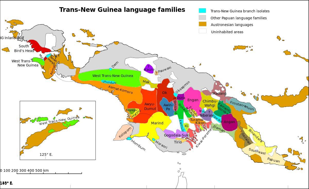 χάρτης της παπούα-νέα γουινέα γλώσσα