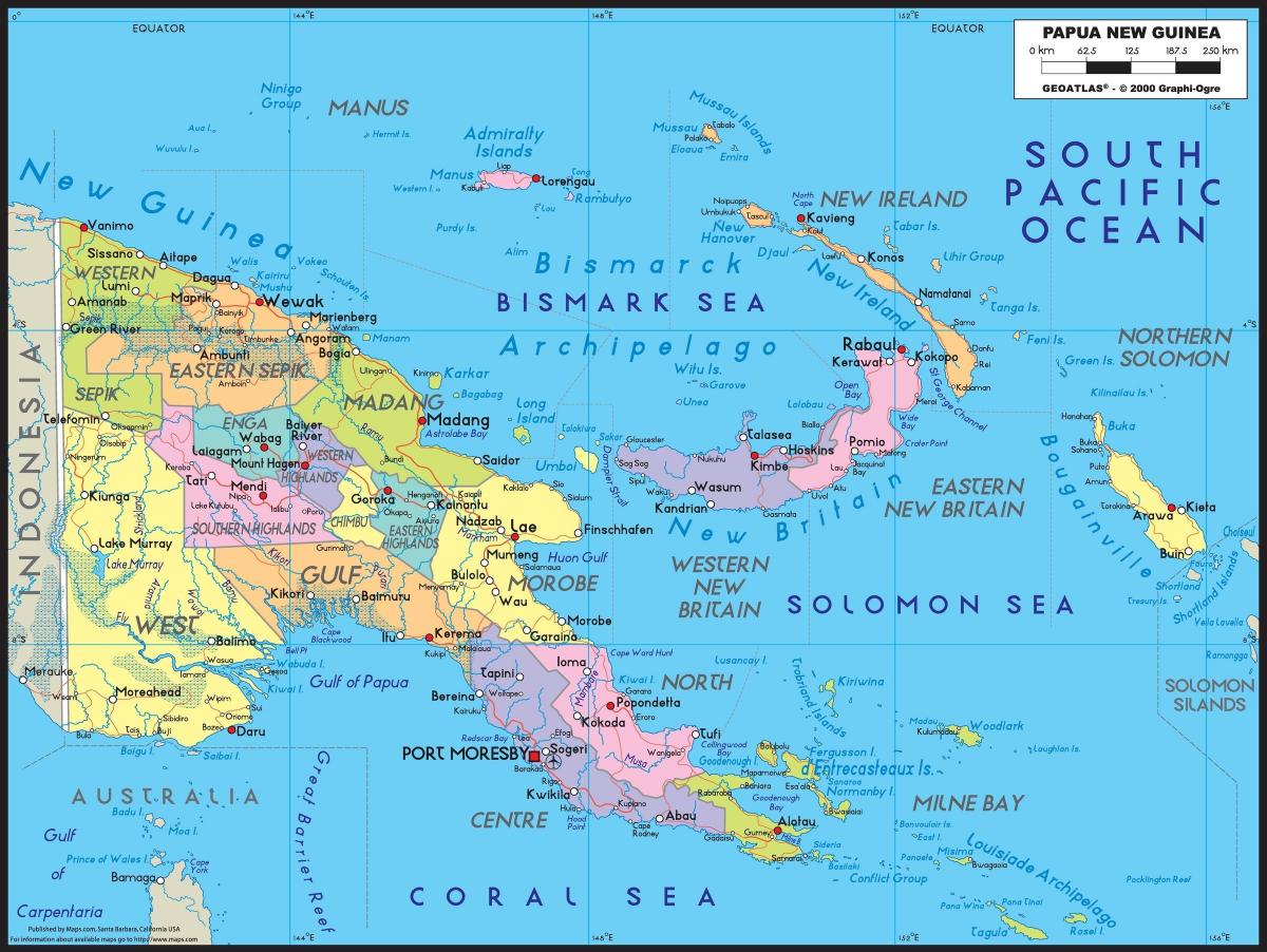 λεπτομερής χάρτης της παπούα-νέα γουινέα