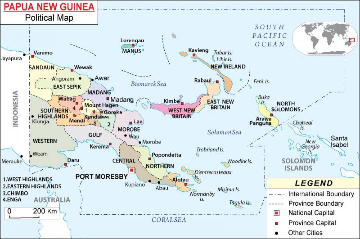 χάρτης της παπούα-νέα γουινέα επαρχίες